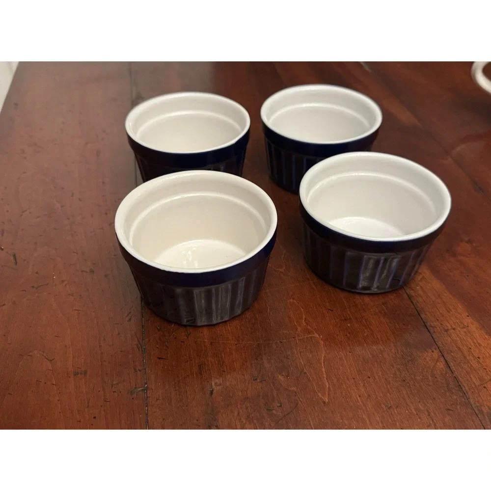 Set‎ of 4 Navy Porcelain Ramikins